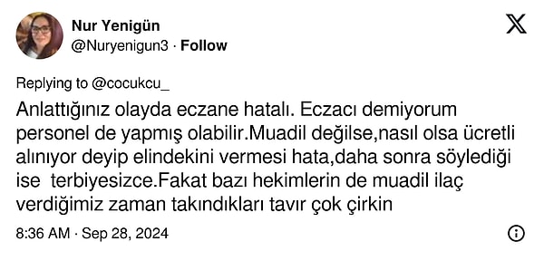 Kimi de bazı doktorların muadil ilaç konusunda takındıkları tavırı eleştirdi.