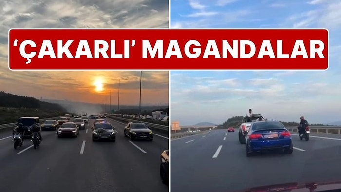 ‘Çakarlı’ Magandalar, Düğün Konvoyu Yapıp Yolu Kapattı, Drift Yaptı