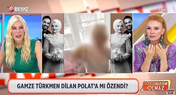 Sabah saatlerinde ise oldukça çirkin bir konuyla gündeme oturdu Kadir Ezildi ve nişanlısı Gamze Türkmen... Beyaz TV'de yayınlanan Söylemezsem Olmaz programında, tesettürlü olan Gamze Türkmen'in ev hali canlı yayında sansürsüz şekilde paylaşıldı.