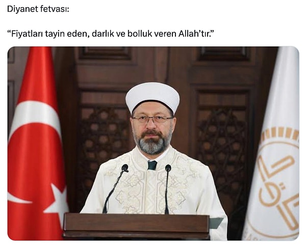 Diyanet İşleri Başkanı Ali Erbaş’ın sosyal medyada yeniden gündem olan “Fiyatları tayin eden, darlık ve bolluk veren Allah’tır” açıklamasına Özgür Demirtaş’tan cevap geldi.