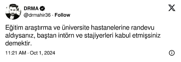 Kimi eğitim araştırma ve üniversite hastanelerinde randevu alındığı taktirde bu tarz muayeneleri de kabul etmiş olduğumuzu ifade etti.