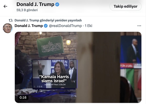 Ancak mesaj Trump tarafından gelse de hesabına giriş yaptığınızda mesajla ilgili bir kayıt yok.