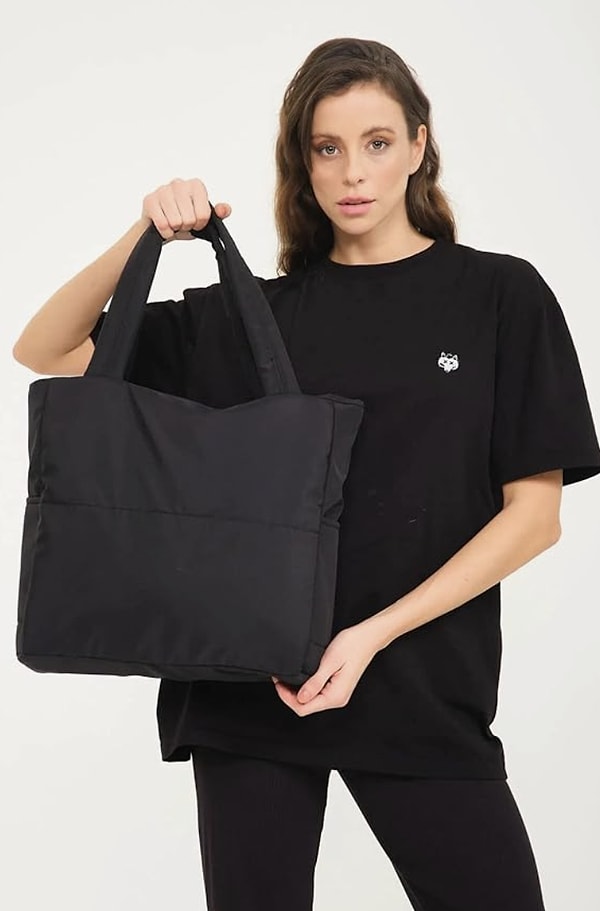 Puf Kumaş Kabartmalı Shopper Omuz Çanta