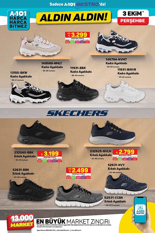 A101'e Gelen Skechers Spor Ayakkabı Modelleri ve Fiyatları