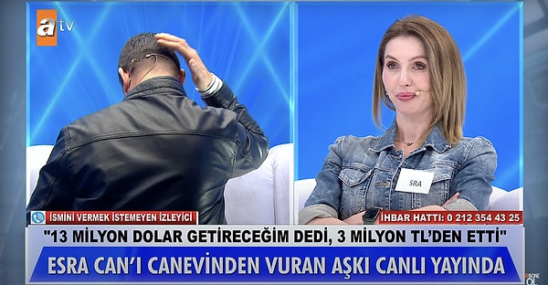 Bakırcı, yayına arkası dönük çıktı. İlk andan itibaren de Anlı'nın yayında işlediği iddialara "Safsata" diyerek konuştu.