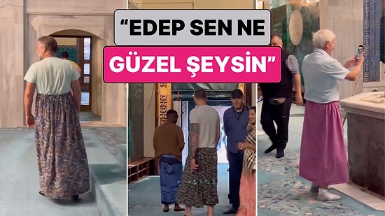 Bursa'da Bir Camiyi Gezen Turist Kafilesindeki Erkekler de Girişe Kadınlar İçin Bırakılan Kıyafetleri Giydi