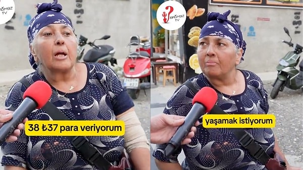 Hayat pahalılığı her geçen gün vatandaşın üzerindeki baskısını bir kat daha arttırırken, 'Bağımsız TV' isimli sokak röportajına konuşan kadının anlattıkları izleyenlerin boğazını düğümledi.