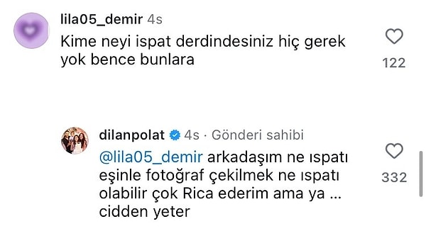 Dilan Polat'ın kendini savunduğu yorumları ise bu şekilde👇