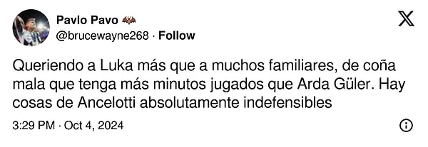 "Luka'yı birçok aile üyesinden daha çok seviyorum, Arda Güler'den daha fazla dakika oynamış olması kötü bir şaka. Ancelotti hakkında bazı şeyler kesinlikle savunulamaz."