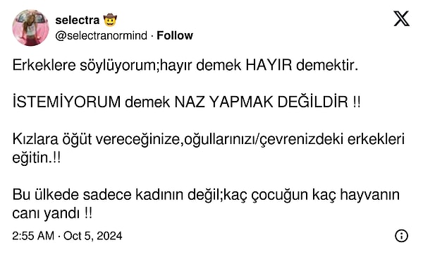 "Hayır demek HAYIR demektir" 👇