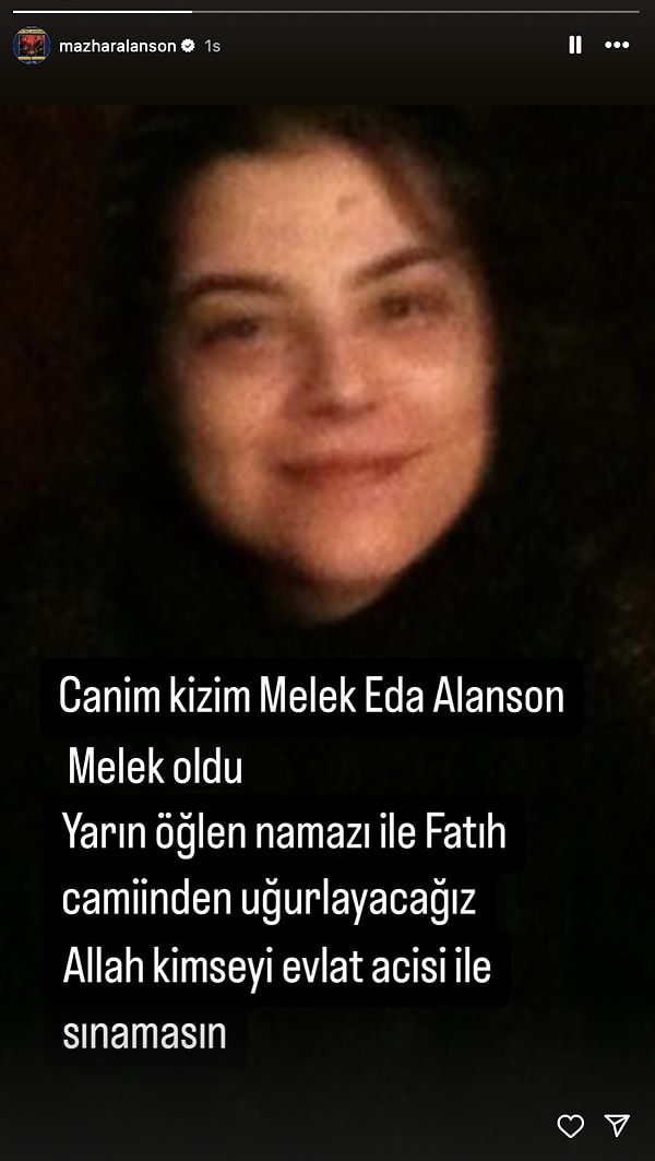 Geçtiğimiz saatlerde kızına sosyal medya hesabından son kez veda eden Mazhar Alanson, cenaze detaylarını açıkladı ve "Allah kimseyi evlat acısı ile sınamasın" açıklamasında bulundu.