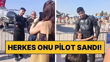 Teknofest’te Motor Ekipmanları Olduğu İçin Pilot Sanılan Genç Fotoğraf Çekilmek İsteyenleri Bozuntuya Vermedi