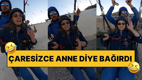 İlk Kez Yamaç Paraşütü Yapan Kadının Kalkış Anındaki “Anne” Çığlıkları İzleyenleri Güldürdü