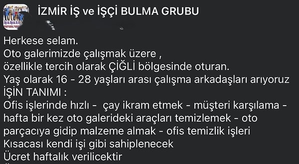 İlan şu şekilde...