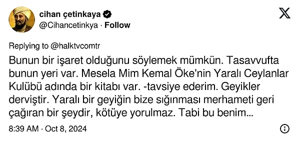 "Geyikler derviştir" 👇