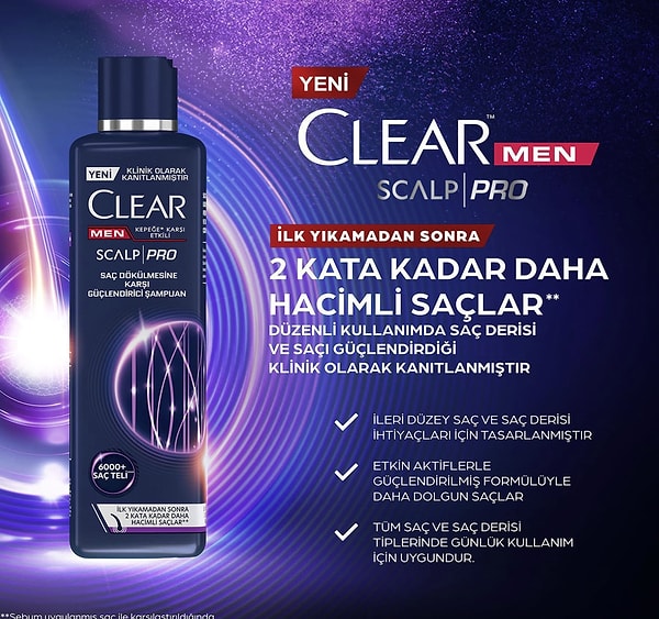 8. Clear Men Scalp Pro Güçlendirici Şampuan