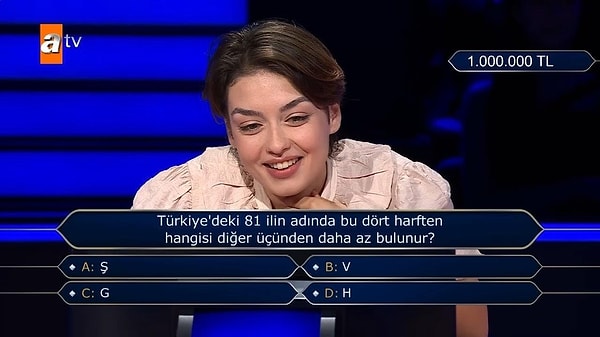 6. Türkiye'deki 81 ilin adında bu dört harften hangisi diğer üçünden daha az bulunur?