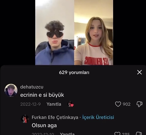 Ve Deha Tuzcu'nun Ecrin Su Çoban'ın videosuyla yeni bir içerik üreten bir başka kullanıcıyı adının harfini küçük yazdığı için uyarması eklenince soru işaretleri iyice büyüyor.