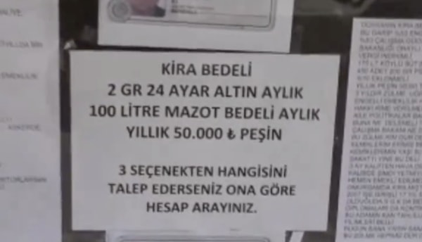 Durumun yasal olmadığını öğrenen vatandaş daha sonra dükkanın kira bedelini aylık  450 ekmek veya 175 litre köy sütü bedeline sabitlemek istedi.