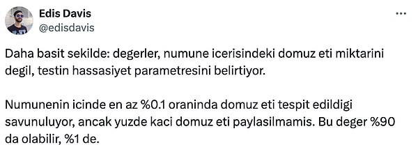 Kısaca ürünün içindeki oran binde bir de olsa yüzde doksan da olsa bu testten geçemeyeceği sonucunu taşıyor.