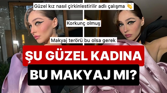 Devasa Güllü Elbisesinin İçinde Kaybolan Cemre Baysel, Bu Sefer de Göz Makyajıyla Dillere Düştü!