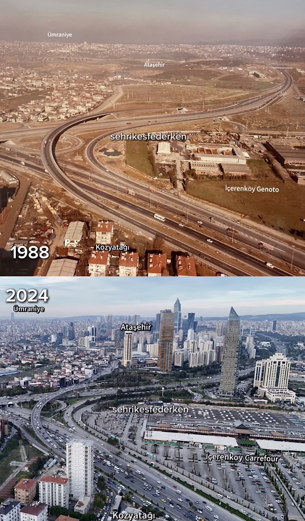 1. 1988-2024 Kozyatağı ve Ataşehir'in 36 yıllık değişimi