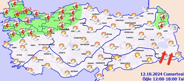 Meteorolojinin paylaşımına göre İstanbul başta olmak üzere Marmara Bölgesi'nde yağış saat 12.00'da başlayacak.