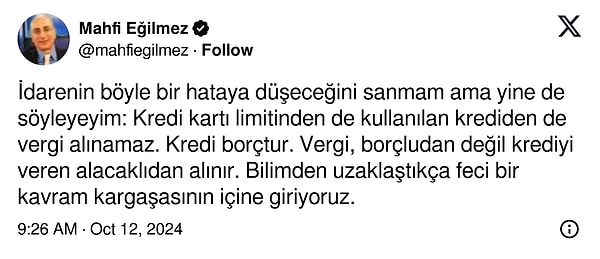 Eğilmez'in paylaşımı şöyle: