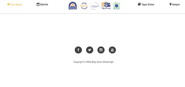 Gebze Belediyesi Kitap Fuarı internet sitesinde ise "fuaryayinevi" sayfasının boş olması dikkat çekti.