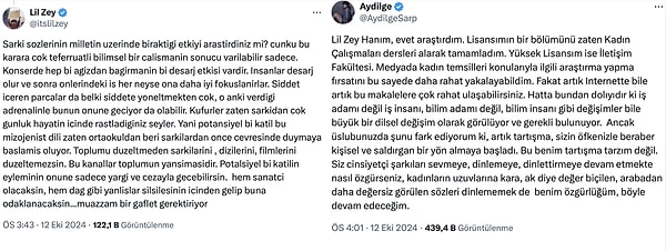 Aydilge ve Lil Zey'in Twitter (X) üzerindeki atışmasının bir türlü sonu gelmedi. İkili arasındaki konuşma kısa sürede gündem oldu.