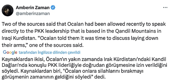 Amberin Zaman'ın terörist başı Öcalan'la ilgili paylaşımı 👇