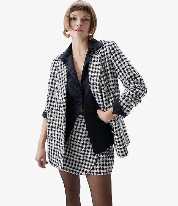 DeFacto Oversize Fit Tweed Blazer Ceket