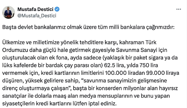 Mustafa Destici'nin paylaşımı 👇