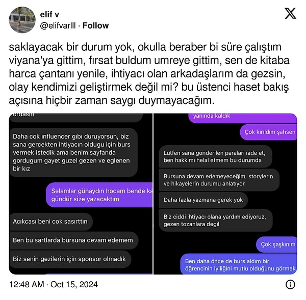 WhatsApp yazışmaları da sosyal medyaya döküldü: "İhtiyacı olan arkadaşlarım da gezsin, olay kendimizi geliştirmek değil mi?"