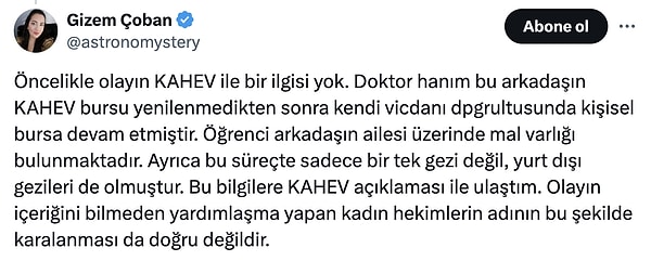 Haklı olarak önce olayın KAHEV ile ilgisi olmadığının altı çizildi!