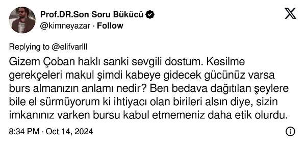 "Ben bedava dağıtılan şeylere bile el sürmüyorum ki ihtiyacı olan birileri alsın" 👇