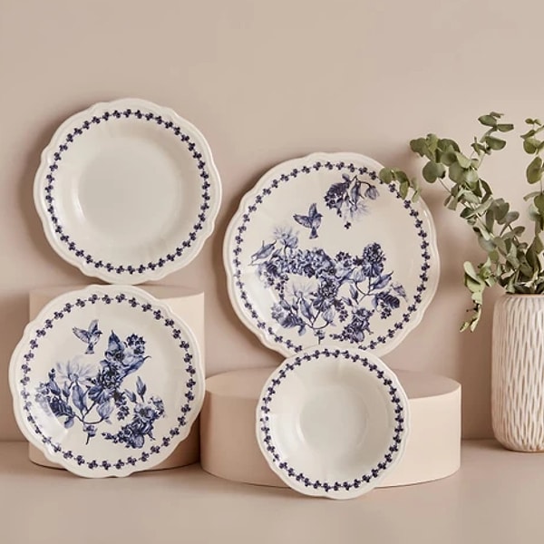 4. Bella Maison Vanessa Stoneware 24 Parça 6 Kişilik Yemek Takımı Mavi