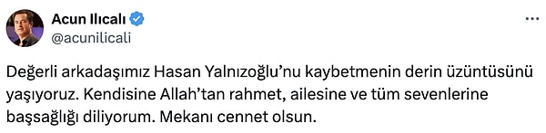 Ilıcalı yaptığı paylaşımda şu ifadelere yer verdi 👇