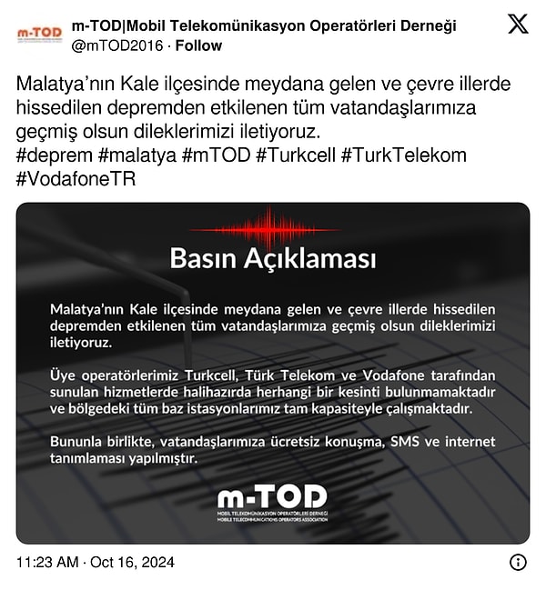 Tepkilerin ardından Turkcell, Vodafone ve Türk Telekom adına Mobil Telekomünikasyon Operatörleri Derneği açıklama yaptı. Yapılan açıklamada şu ifadeler yer aldı: