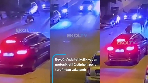 Ekol TV'de yayınlanan görüntülerde, günlerdir motosikletle kurşunlama eylemi yapan çete üyelerinin polis ekipleri tarafından yakalanma anı yer aldı.