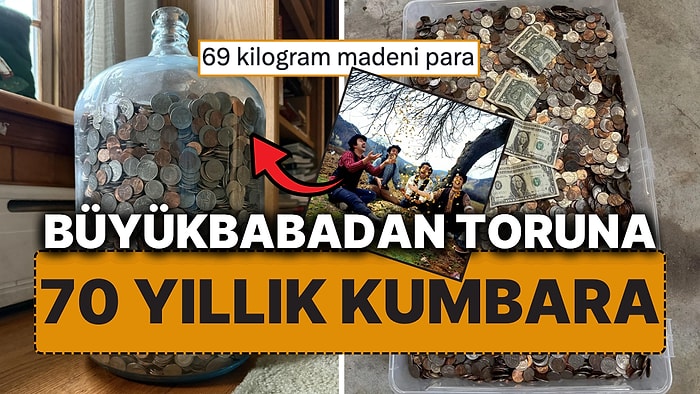 Para 5 Günde Sayıldı! Büyükbabanın 70 Yıllık Kumbarasından 69 Kilo Madeni Para Çıktı!