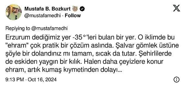 "Erzurum dediğiniz yer eksi 35 dereceleri bulan bir yer."