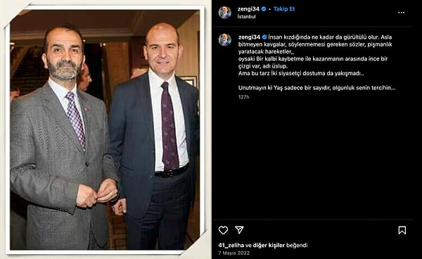 Zengin'in Süleyman Soylu ile birlikte olduğu bu fotoğrafı ortaya çıkmıştı.