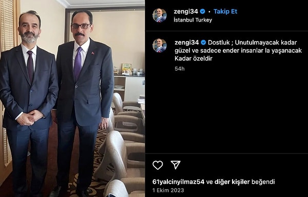 Mustafa Kemal Zengin'in İbrahim Kalın ile de fotoğrafı bulunuyor.