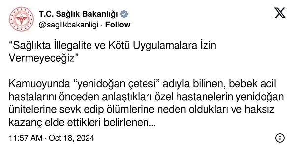 Geçtiğimiz saatlerde sağlık bakanlığından olayla ilgili bir açıklama geldi.