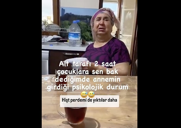 Torunlarına 2 saat bakan bir anneannenin sinirleri bozuldu ve gözyaşlarını tutamadı.