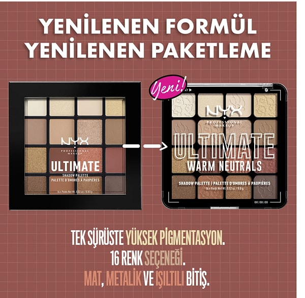 Nyx Professional Makeup Ultimate Shadow Palette - Warm Neutrals Göz Farı Paleti