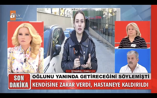 Öyle de oldu. Seyfi Birbir, bugünkü yayına çocuğunu getiremedi. Otelde alkol alıp intihara kalkıştı. Müge Anlı hastaneye kaldırılan adamın ameliyata alındığını ve durumunun iyi olduğunu söyledi.