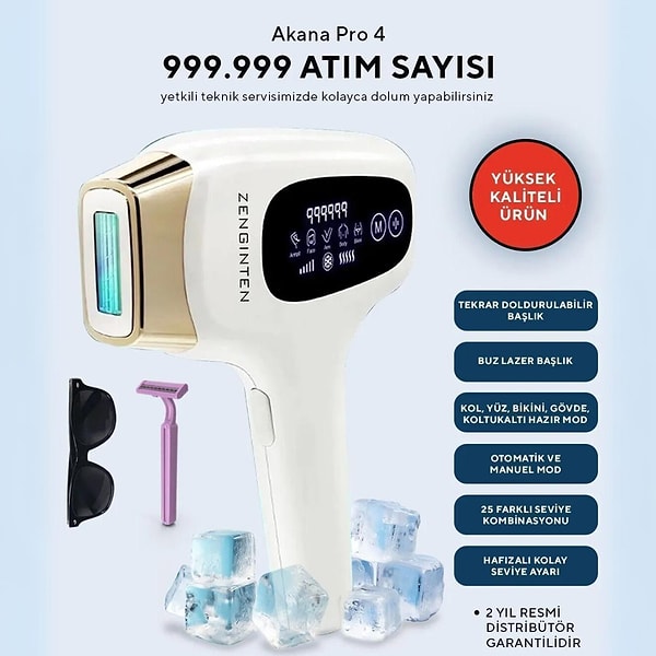 8. ZenginTen Akana Pro 4 Buz Ipl 999.999 Adet Tüm Vücut Lazer Epilasyon