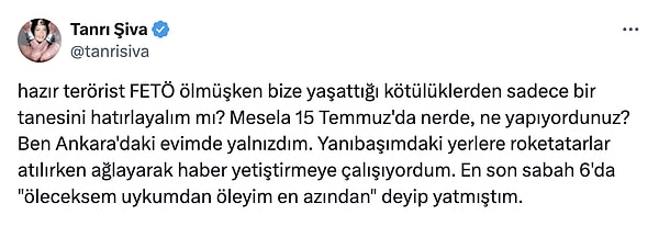 Tanrı Şiva isimli kullanıcı takipçilerine 15 Temmuz'da nerede, ne yaptıklarını sordu 👇